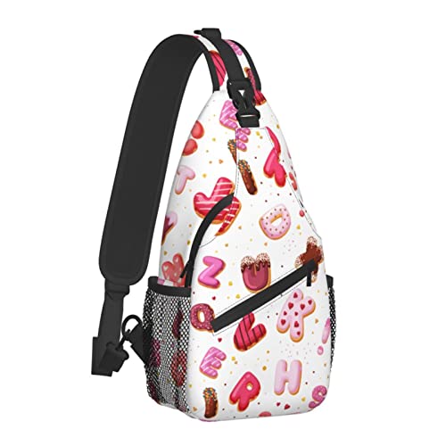 Dessert Alphabet Umhängetasche für Damen und Herren, Umhängetaschen, lässige Sling-Rucksack, Brusttasche, Reisen, Wandern, Tagesrucksack für den Außenbereich von AOOEDM