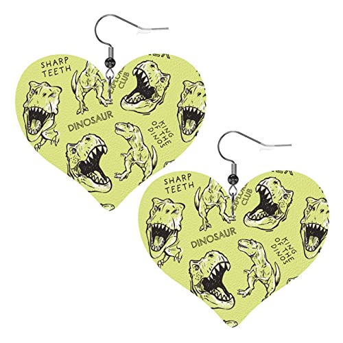 Dinosaurier-Herzform-Lederohrringe für Damen und Mädchen, schlichte baumelnde Ohrringe, Geschenke für Sie von AOOEDM