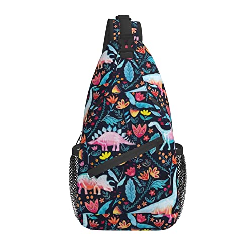 Dinosaurier-Schultertasche, niedlicher Dino, lässiger Crossbody-Schulterrucksack, Brust-Tagesrucksack für Männer, Frauen, Reisen, Sport, Wandern, Fitnessstudio von AOOEDM