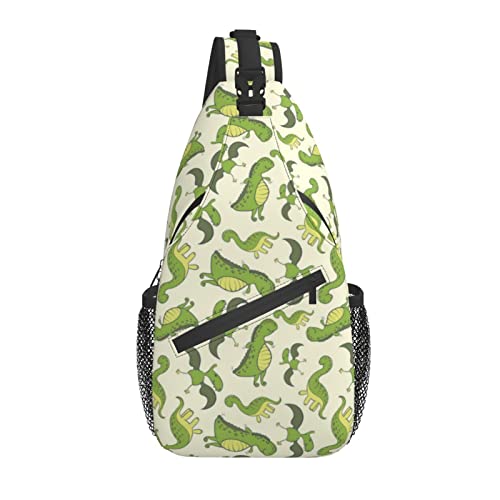 Dinosaurier-Schultertasche, niedlicher Dino, lässiger Crossbody-Schulterrucksack, Brust-Tagesrucksack für Männer, Frauen, Reisen, Sport, Wandern, Fitnessstudio von AOOEDM