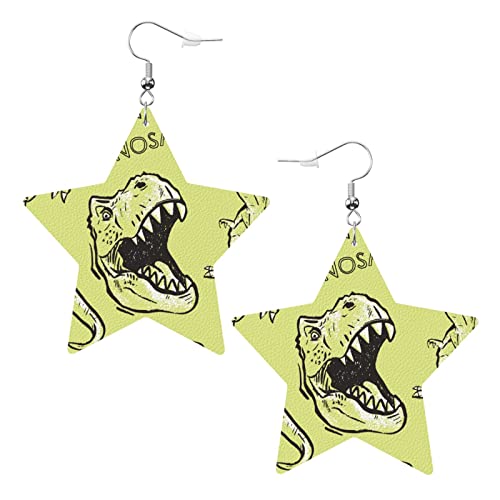 Dinosaurier Sternförmige Lederohrringe Damen Mädchen Einfache Ohrhänger Geschenke für Sie von AOOEDM