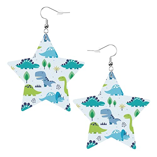 Dinosaurier Sternförmige Lederohrringe Damen Mädchen Einfache Ohrhänger Geschenke für Sie von AOOEDM