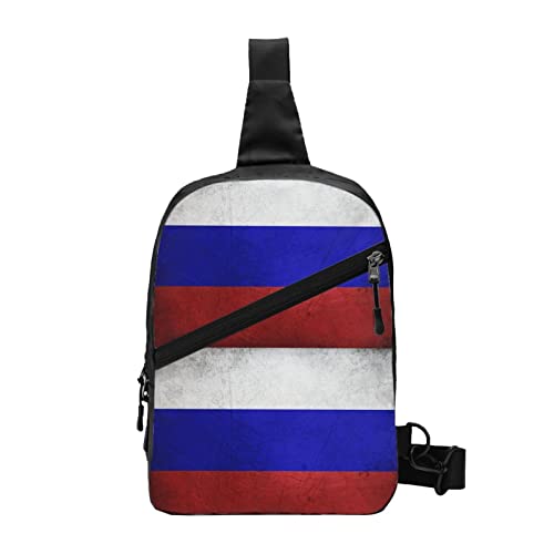 Distressed Russian Flag Sling Bag Faltbarer Brust-Schulter-Rucksack Bauchtasche Crossbody-Taschen für Männer Frauen Reisen Wandern im Freien von AOOEDM