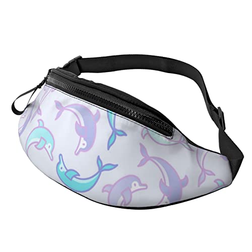 Dolphin Jumping Lila Blau Große Bauchtasche für Männer, Geschenke für Sport, Training, Reisen, Laufen, lässige Gürteltasche von AOOEDM