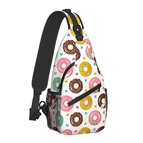 Donut Sweet Desserts Umhängetasche für Damen und Herren, Crossbody-Schultertaschen, lässiger Sling-Rucksack, Brusttasche, Reisen, Wandern, Tagesrucksack für den Außenbereich von AOOEDM