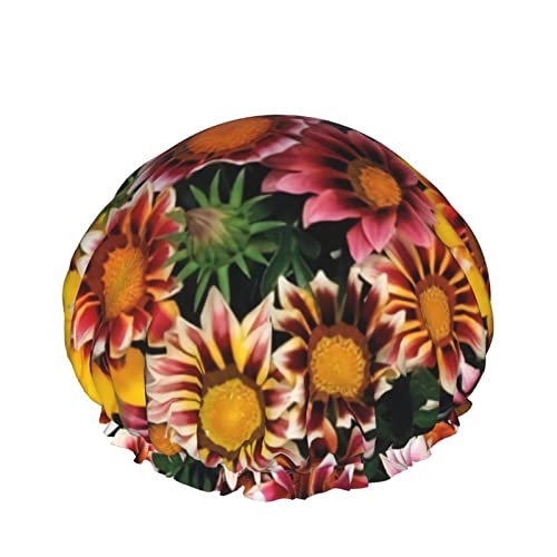 Duschhaube Sunflower wiederverwendbare Badehauben für Frauen langes Haar, doppelschichtiger wasserdichter Badeduschhut Haarschutz für Kinder Mädchen Frauen, 1 Packung von AOOEDM