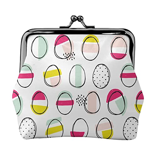 Egg Damen-Geldbörse aus Leder, Kleingeldtasche mit Kiss-Lock-Verschluss, Schnallen-Geldbörse für Damen und Mädchen von AOOEDM