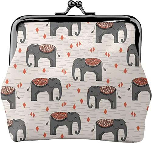 Elephant Parade Damen-Leder-Geldbörse, Kleingeldbeutel mit Kiss-Lock-Verschluss, Schnallen-Geldbörse für Mädchen-Geschenk von AOOEDM