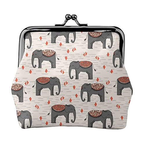 Elephant Parade Damen-Leder-Geldbörse, Kleingeldbeutel mit Kiss-Lock-Verschluss, Schnallen-Geldbörse für Mädchen-Geschenk von AOOEDM