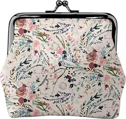 Fable Floral Med Damen-Leder-Geldbörse, Kleingeldbeutel mit Kiss-Lock-Verschluss, Schnallen-Geldbörse für Mädchen-Geschenk von AOOEDM