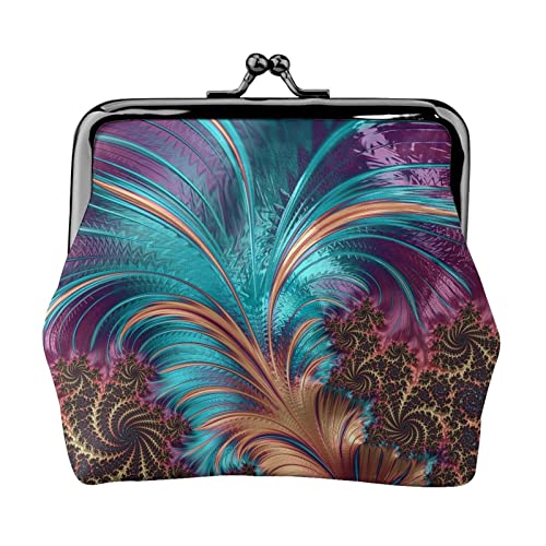 Feder-Kunstdruck, kleine Geldbörse, Ledertasche mit Kussverschluss, Kleingeldbörse, Geschenke für Männer und Frauen von AOOEDM