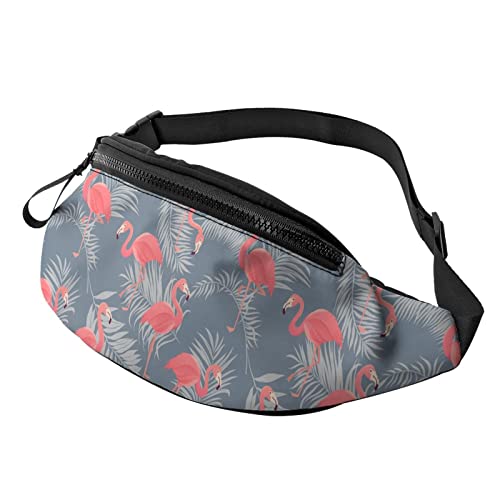 Flamingo Grey Leaf Gürteltasche Sport Casual Hüfttasche für Damen Herren Modisch von AOOEDM