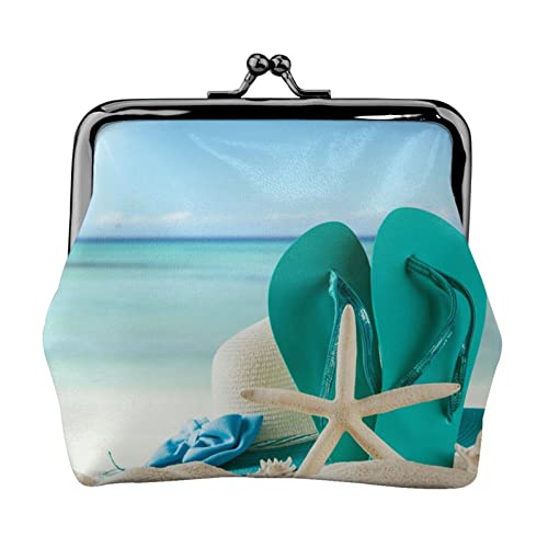 Flip-Flops Print Kleine Geldbörse Kiss-Lock Ledertasche Wechselgeldbörse Geschenke für Männer Frauen von AOOEDM