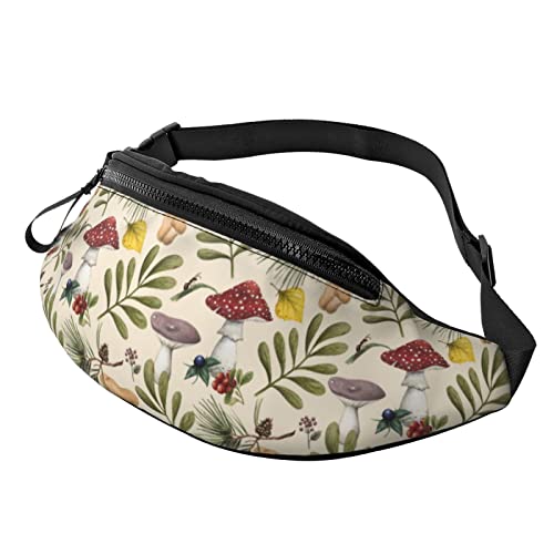 Forest Mushrooms Botanical Große Bauchtasche für Männer, Geschenke für Sport, Training, Reisen, Laufen, lässige Gürteltasche von AOOEDM