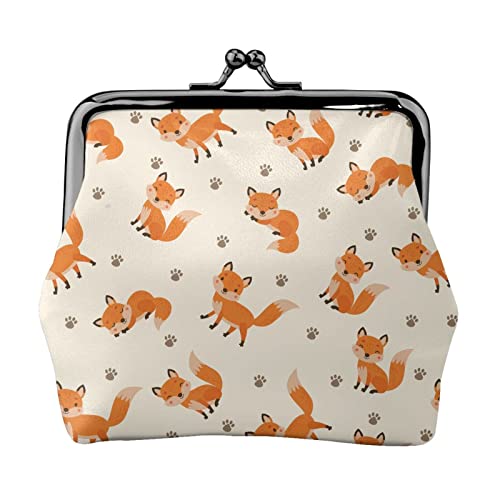 Fox Damen-Geldbörse aus Leder, Kleingeldtasche mit Kiss-Lock-Verschluss, Schnallen-Geldbörse für Damen und Mädchen von AOOEDM