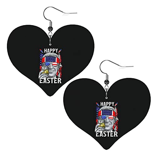 Fröhlicher 4. Ostern, verwirrter Juli, Lederohrringe für Frauen, baumelnder Ohrring, Tropfen-Herz-Anhänger mit Haken, Geschenke für erwachsene Mädchen von AOOEDM