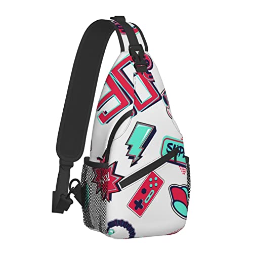 Funky Sling Bag im Stil der 90er Jahre für Damen und Herren, Crossbody-Schultertaschen, lässiger Sling-Rucksack, Brusttasche, Reisen, Wandern, Tagesrucksack für den Außenbereich von AOOEDM