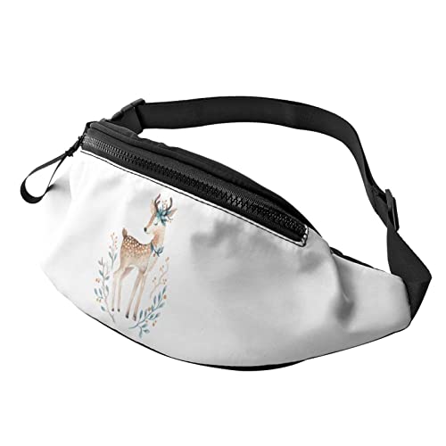 Gefleckte Hirschgeweih Blume Kopfschmuck Gürteltasche Sport Casual Hüfttasche für Damen Herren Modisch von AOOEDM