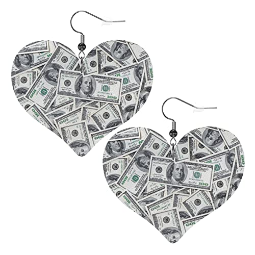 Geld Herz Form Leder Ohrringe Frauen Mädchen einfache baumelnde Ohrringe Geschenke für Sie von AOOEDM