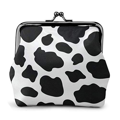 Geldbörse aus Leder mit Kuh-Print, Kleingeldbeutel mit Kiss-Lock-Verschluss, Schnallen-Geldbörse für Mädchen-Geschenk von AOOEDM