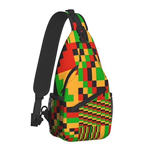 Geometrischer afrikanischer Farbstil Brusttaschen Umhängetasche Reise-Wanderrucksack Lässiger Schulter-Tagesrucksack für Damen Herren von AOOEDM
