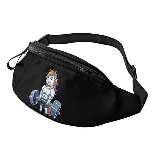 Gewichtheben Einhorn Regenbogen Haar Muskel Bauchtasche Sport Casual Hüfttasche Für Damen Herren Modisch von AOOEDM