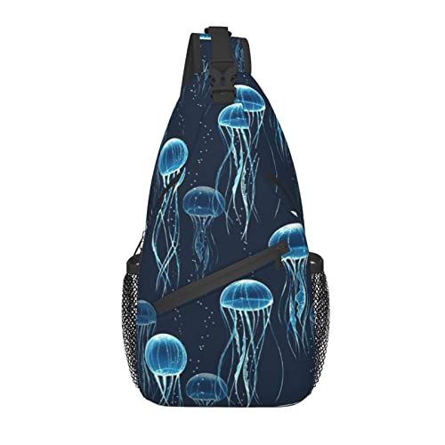 Glowing Jellyfish Sling Bag Casual Crossbody Schulterrucksack Brust Casual Daypack Damentasche für Outdoor von AOOEDM