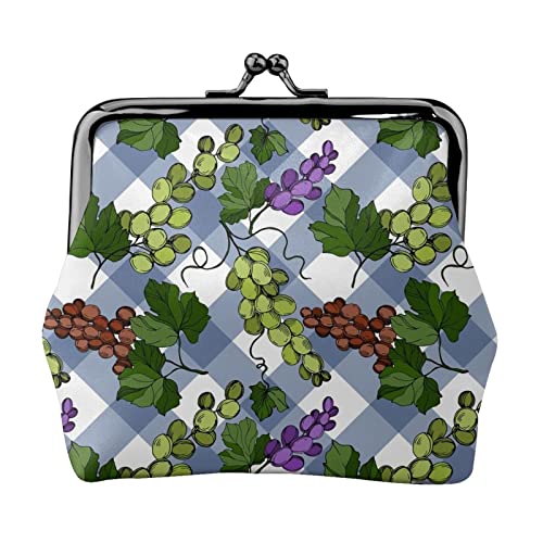 Grape Damen-Geldbörse aus Leder, Kleingeldtasche mit Kiss-Lock-Verschluss, Schnallen-Geldbörse für Damen und Mädchen von AOOEDM