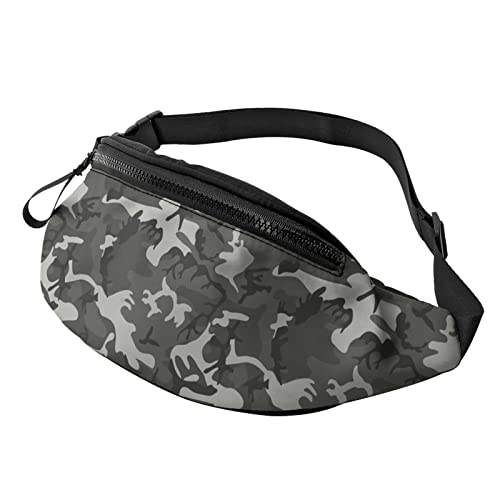 Graue Camouflage Gürteltasche Sport Casual Hüfttasche für Damen Herren Modisch von AOOEDM