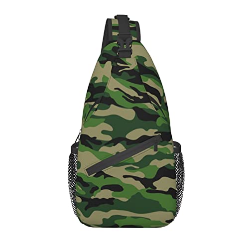 Grün Camouflage Crossbody Sling Rucksack Sling Bag Reise Wandern Brusttasche Daypack von AOOEDM