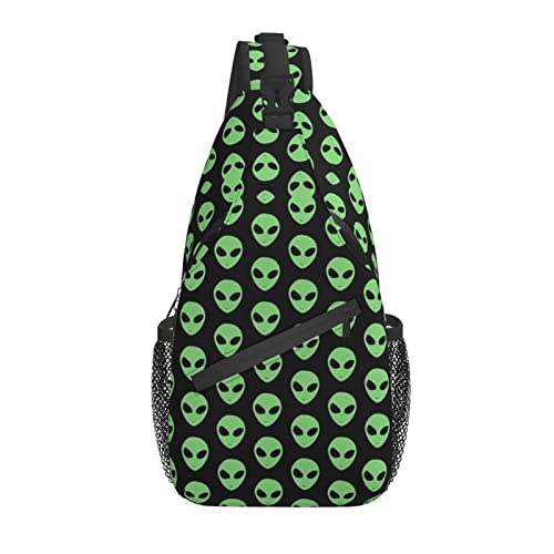 Grüne Alien UFO Sling Bag Crossbody Rucksack Tasche Fashion Space Mehrzweck Crossbody Umhängetasche Reisen Wandern Daypack von AOOEDM