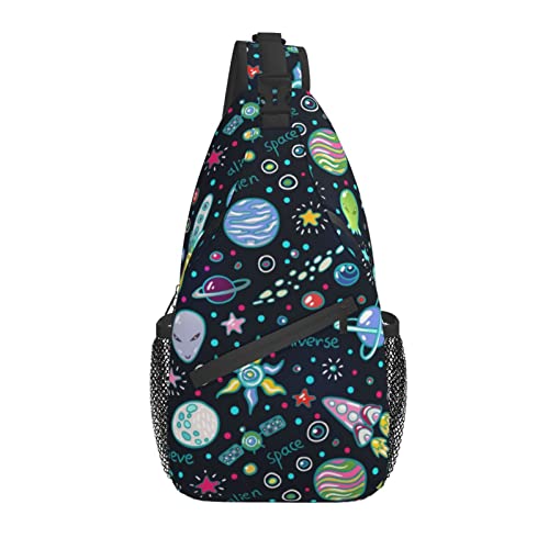 Grüne Alien UFO Sling Bag Crossbody Rucksack Tasche Fashion Space Mehrzweck Crossbody Umhängetasche Reisen Wandern Daypack von AOOEDM