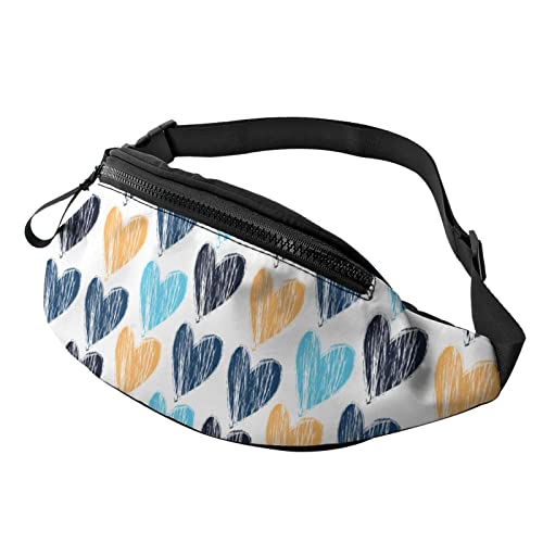 Grunge texturierte handgezeichnete Herz-Fanny-Pack-Sport-beiläufige Hüfttasche für Frauen-Männer Modisch von AOOEDM