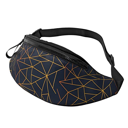 Gürteltasche für Frauen Männer Geometrisches Mosaik Gold und Marineblau Workout Gürteltasche Geldbörse Sporttasche von AOOEDM