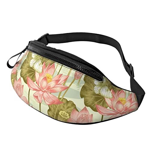 Gürteltasche für Frauen Männer Teich mit exotischen Blumen Lotus Schmetterling Workout Gürteltasche Geldbörse Walking The Dog Handytasche von AOOEDM
