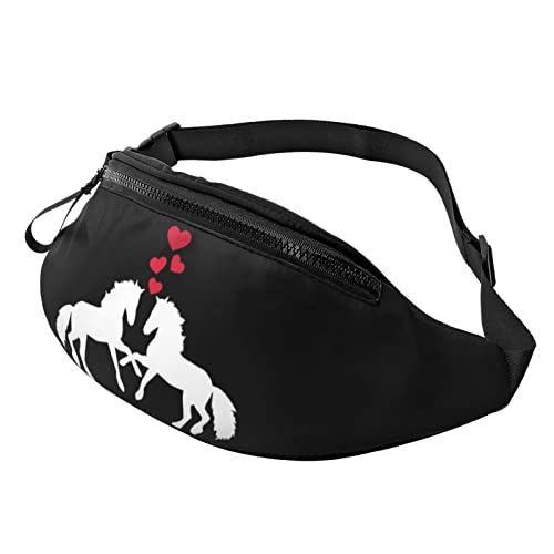 Gürteltasche für Frauen Männer Zwei Pferde verliebt in Herzen Reise Gürteltasche Geldbörse Radfahren Gürteltasche von AOOEDM