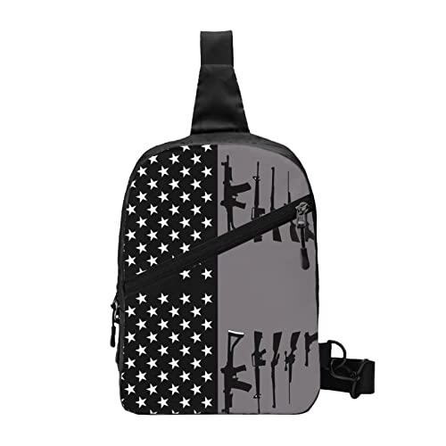 Gun USA Flag Black Sling Rucksack Faltbare Brusttasche Crossbody Shoulder Daypack von AOOEDM