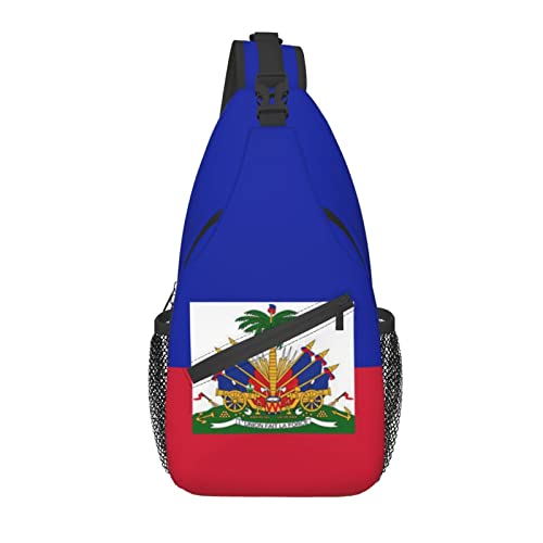 Haitianische Flagge Crossbody Sling Rucksack Sling Bag Reisen Wandern Brusttasche Daypack von AOOEDM