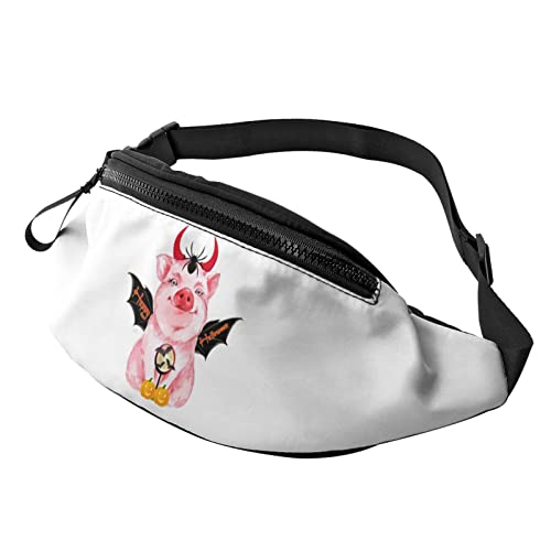 Halloween Teufel Schwein Fledermaus Kürbis Gürteltasche Sport Casual Hüfttasche für Damen Herren Modisch von AOOEDM