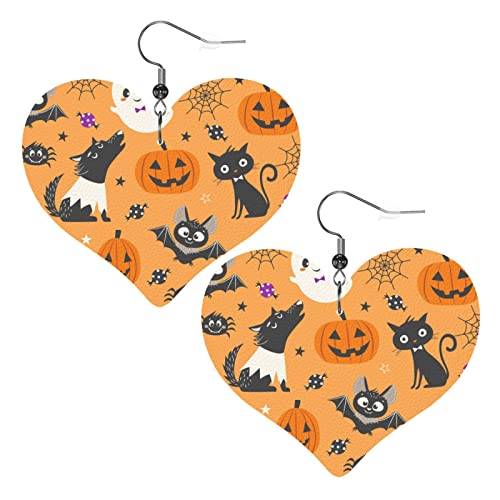 Halloween süße Kürbis Geist Herz Form Leder Ohrringe Frauen Mädchen einfache baumelnde Ohrringe Geschenke für Sie von AOOEDM