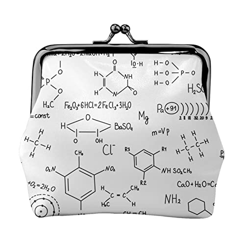 Handgezeichnete Damen-Ledergeldbörse mit chemischer Formel, Kleingeldbeutel mit Kiss-Lock-Verschluss, Schnallen-Geldbörse für Mädchen-Geschenk von AOOEDM