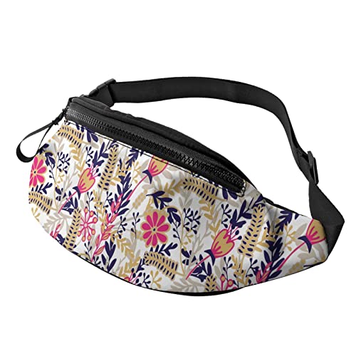 Handgezeichnete blühende Blumen Bauchtasche Sport Casual Hüfttasche für Damen Herren Modisch von AOOEDM