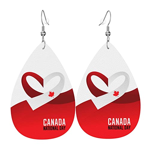 Happy Canada Day 1. Juli 2023 Lederohrringe für Frauen Kunstleder Wassertropfen Ohrringe Vintage Leichte Ohrhänger Schmuck für Frauen von AOOEDM