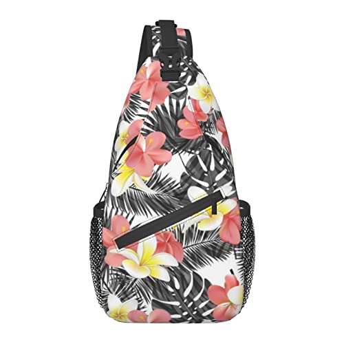 Hawaii Tropical Flower Sling Bag Umhängetasche Reisen Wandern Brustrucksack Schulter-Tagesrucksack für Damen Herren von AOOEDM