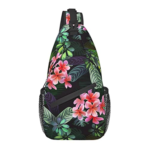 Hawaii Tropical Flower Sling Bag Umhängetasche Reisen Wandern Brustrucksack Schulter-Tagesrucksack für Damen Herren von AOOEDM