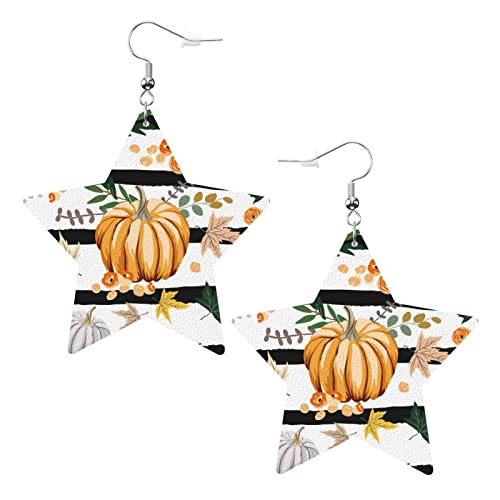 Herbstliche Orange Kürbisse Sternförmige Lederohrringe Damen Mädchen Einfache Ohrhänger Geschenke für Sie Herbstliche Orange Kürbisse Sternförmige Lederohrringe Damen Mädchen Einfache Ohrhänger Geschenke für Sie von AOOEDM