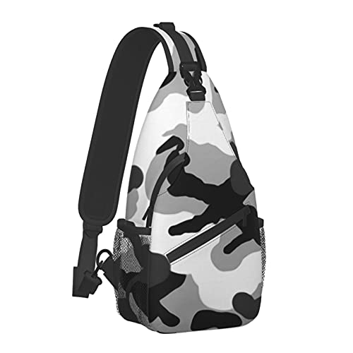 Herren Sling Bag Schulterrucksäcke Army Camouflage Grey Camo Brusttaschen, Anti-Diebstahl-Umhängetasche, Mehrzweck-Tagesrucksäcke für Wandersport, für Teenager, Einheitsgröße von AOOEDM