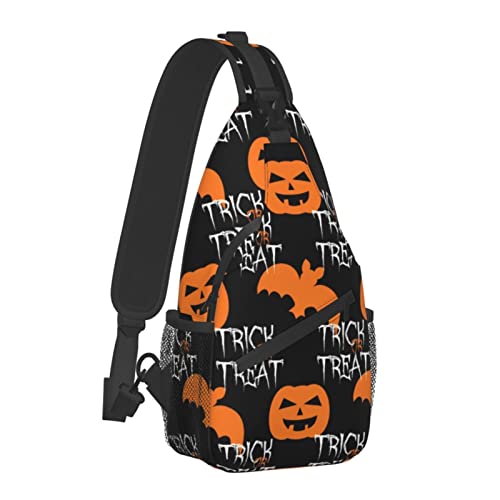 Herren Umhängetasche Schulterrucksäcke Happy Halloween Dekorationen Kostüme Kürbis Schädel Fledermaus Süßes oder Saures Brusttaschen, Anti-Diebstahl-Umhängetasche Mehrzweck-Tagesrucksäcke für Wanders von AOOEDM