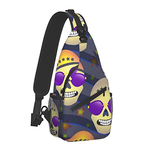 Herren- und Damen-Schulter-Brust-Sling-Taschen Totenkopf-Rucksäcke für Reisen im Freien, Laufen, modische, lässige Crossbody-Taschen von AOOEDM