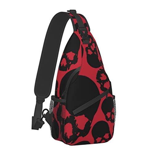 Herren- und Damen-Schulter-Brust-Sling-Taschen mit Totenkopf-Muster, Rucksäcke für Reisen im Freien, Laufen, modische, lässige Umhängetaschen von AOOEDM